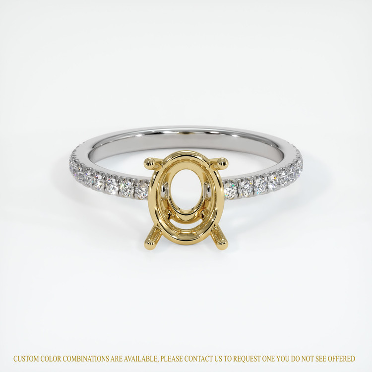 14K Yellow & White Pave Ring Setting