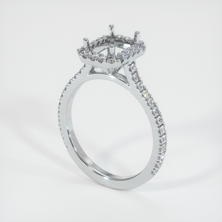 14K White Gold Pave Ring Setting