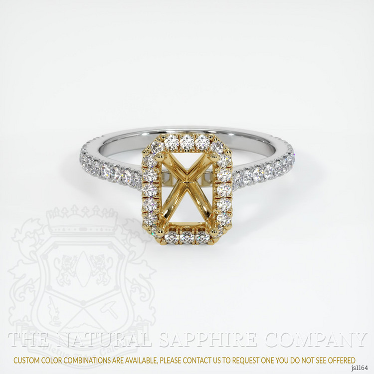 14K Yellow & White Pave Ring Setting