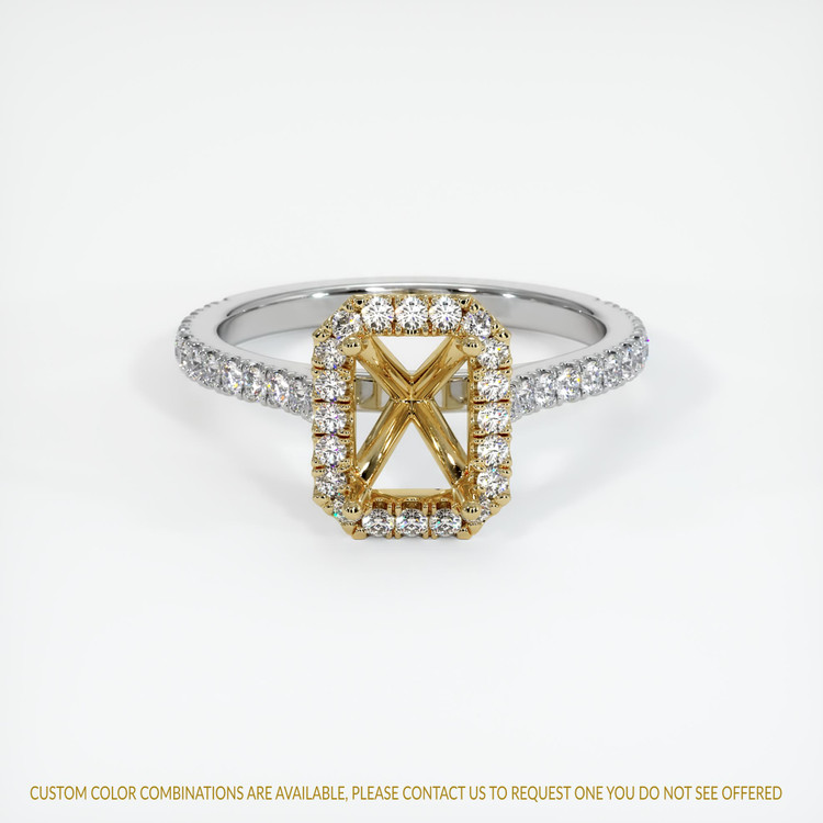 14K Yellow & White Pave Ring Setting