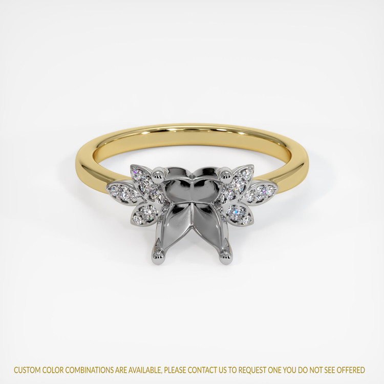 18K White & Yellow Pave Ring Setting