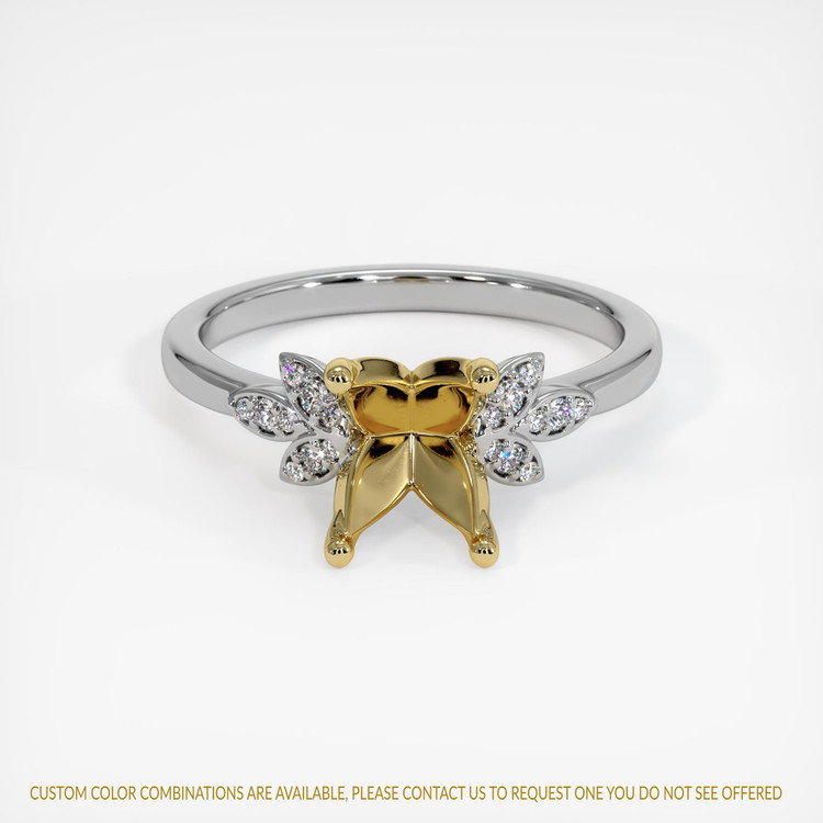 18K Yellow & White Pave Ring Setting