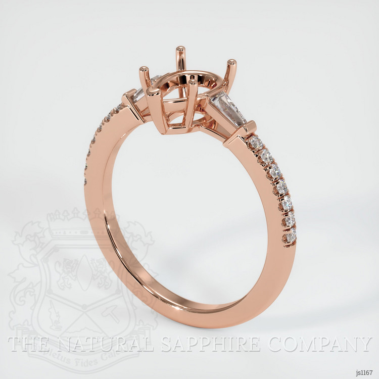 14K Rose Gold Three Stone Ring Setting