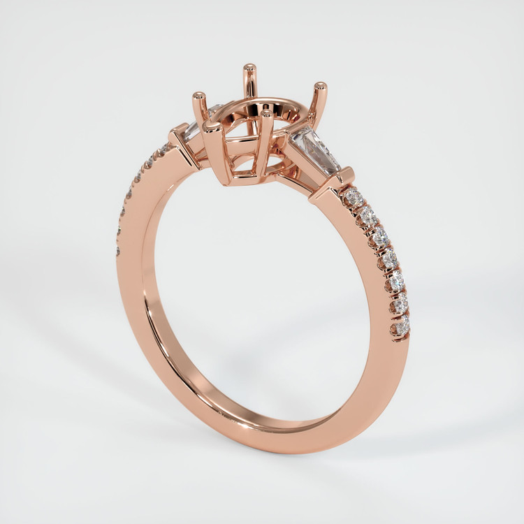14K Rose Gold Three Stone Ring Setting