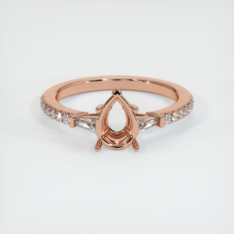 14K Rose Gold Three Stone Ring Setting