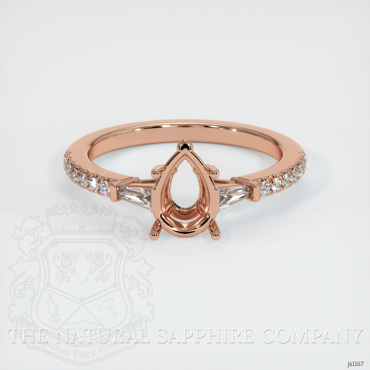 14K Rose Gold Three Stone Ring Setting