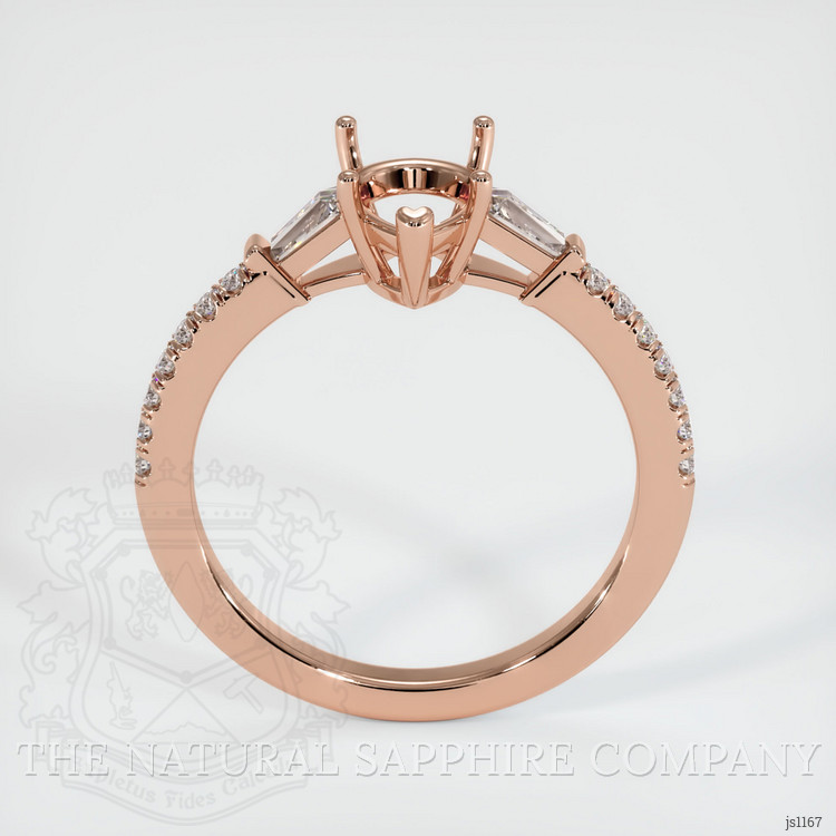 14K Rose Gold Three Stone Ring Setting