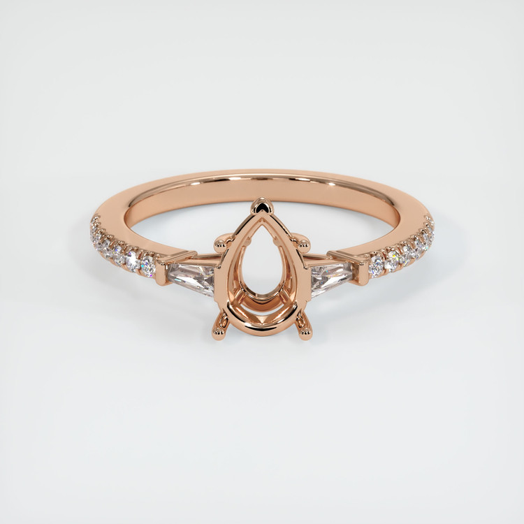 18K Rose Gold Three Stone Ring Setting