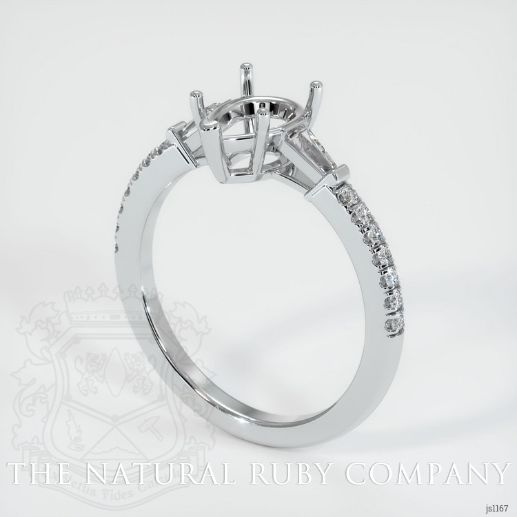 18K White Gold Three Stone Ring Setting
