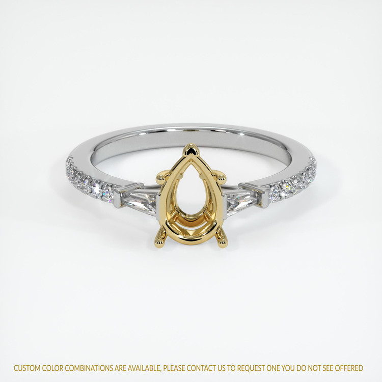 14K Yellow & White Three Stone Ring Setting