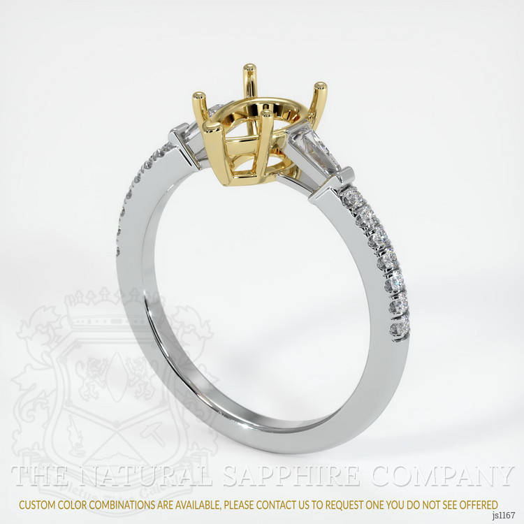 18K Yellow & White Three Stone Ring Setting