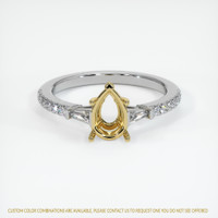 18K Yellow & White Three Stone Ring Setting Image