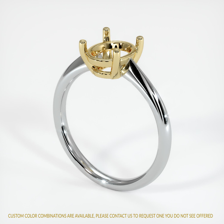 14K Yellow & White Solitaire Ring Setting