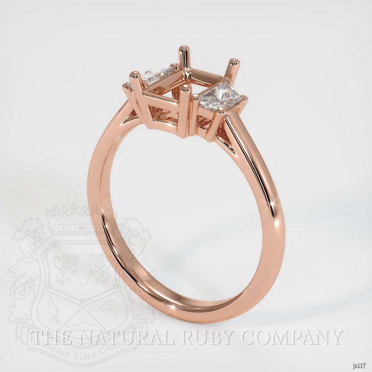 14K Rose Gold Three Stone Ring Setting