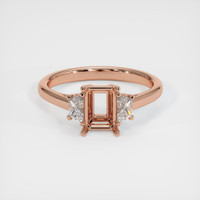 14K Rose Gold Three Stone Ring Setting Image