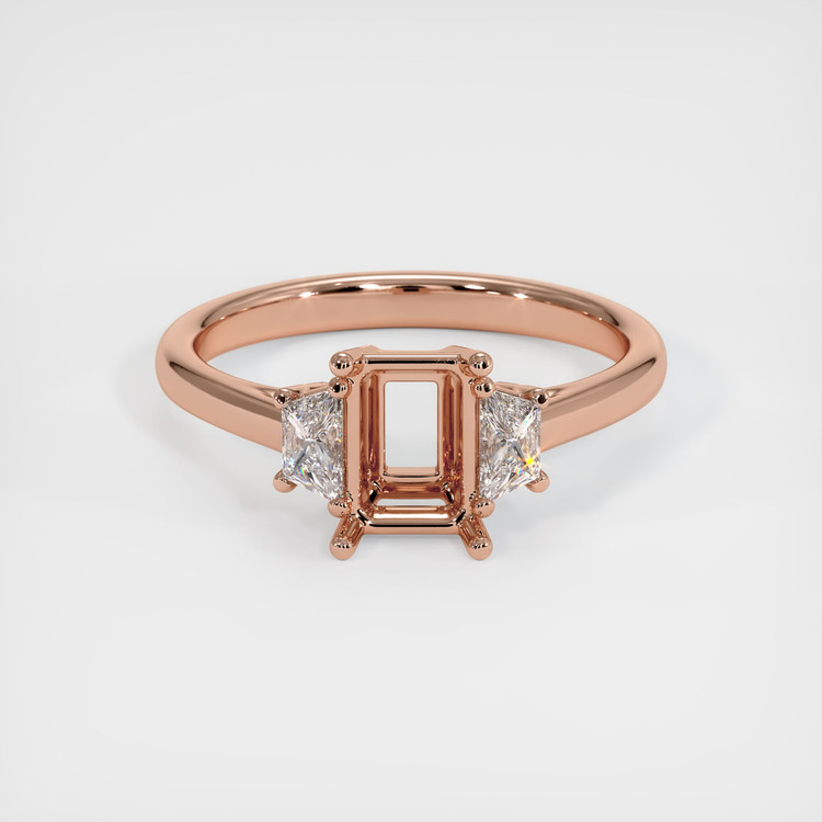 14K Rose Gold Three Stone Ring Setting