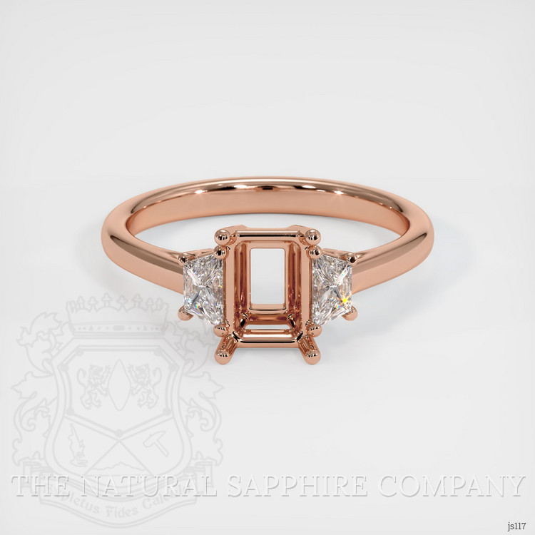 14K Rose Gold Three Stone Ring Setting