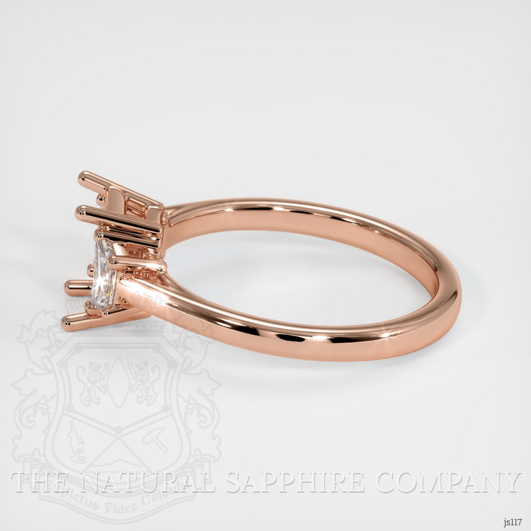 14K Rose Gold Three Stone Ring Setting