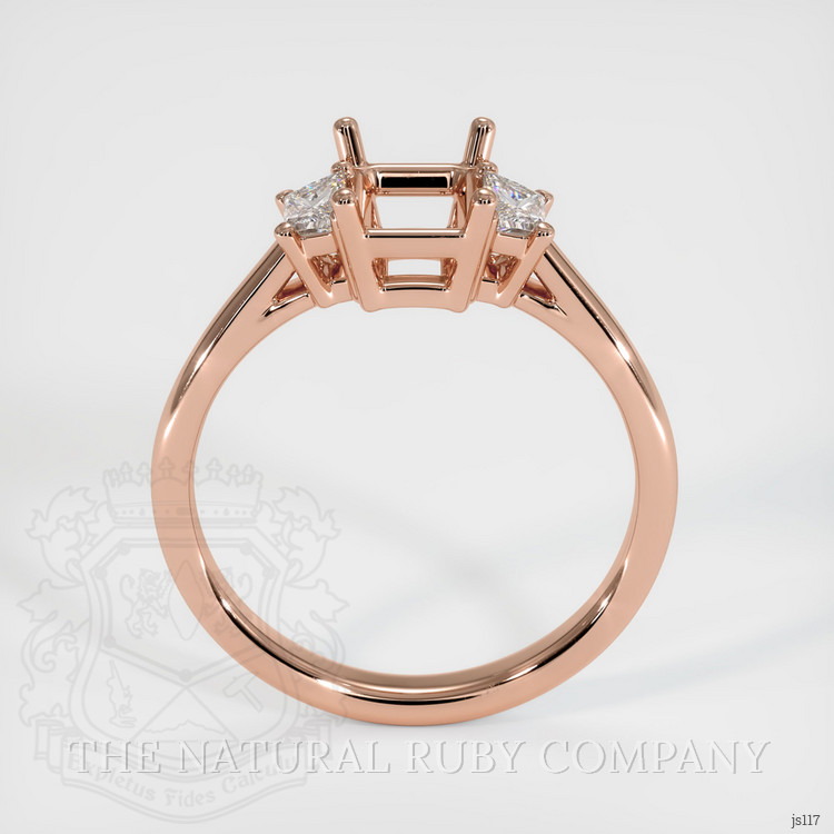 14K Rose Gold Three Stone Ring Setting
