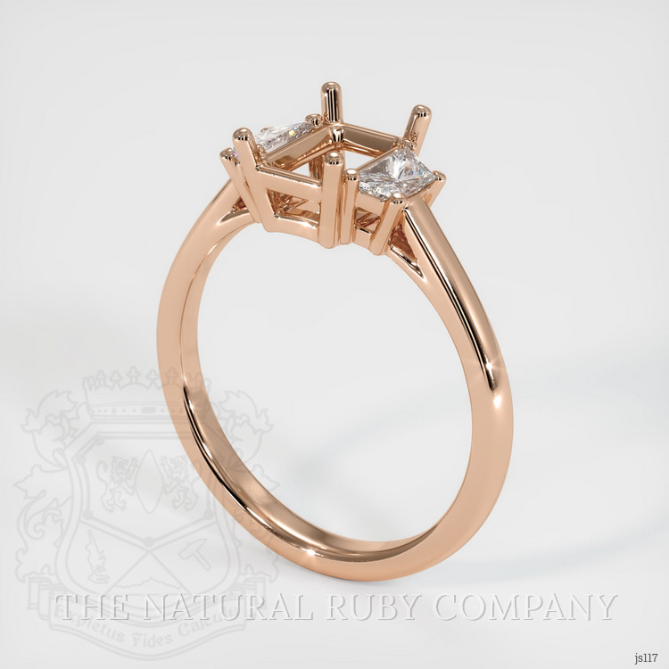 18K Rose Gold Three Stone Ring Setting