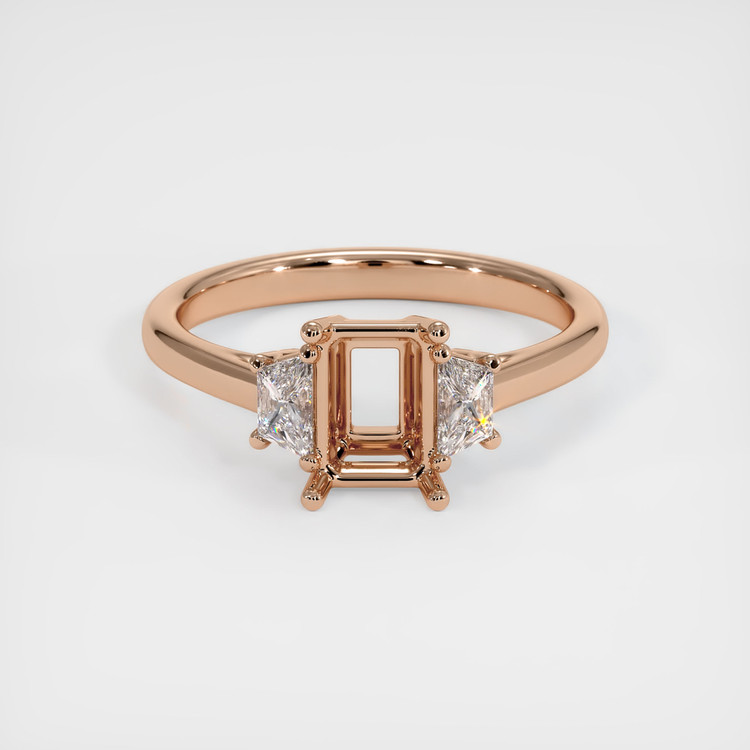 18K Rose Gold Three Stone Ring Setting
