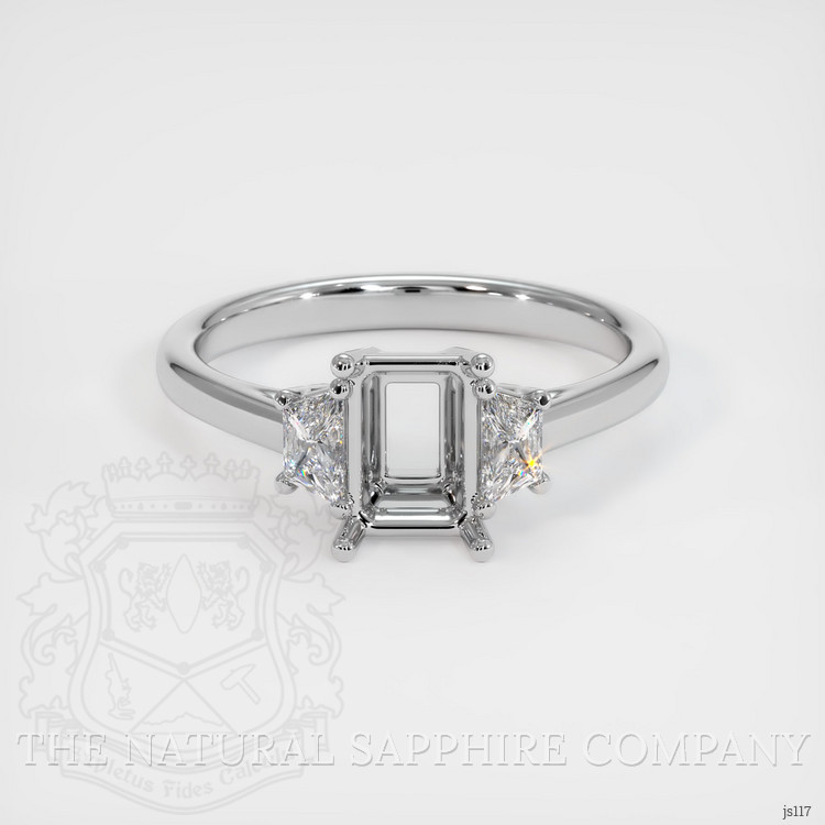 14K White Gold Three Stone Ring Setting