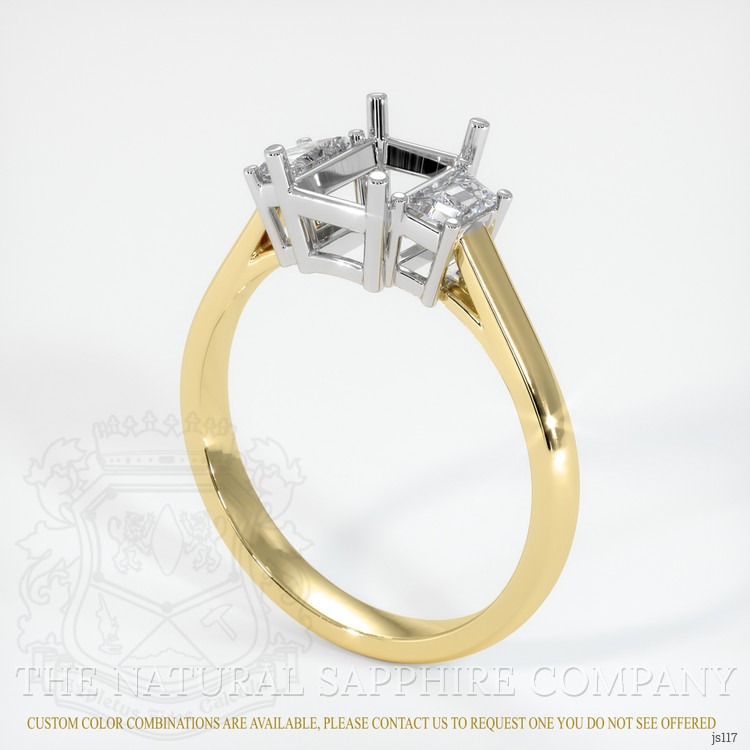 14K White & Yellow Three Stone Ring Setting