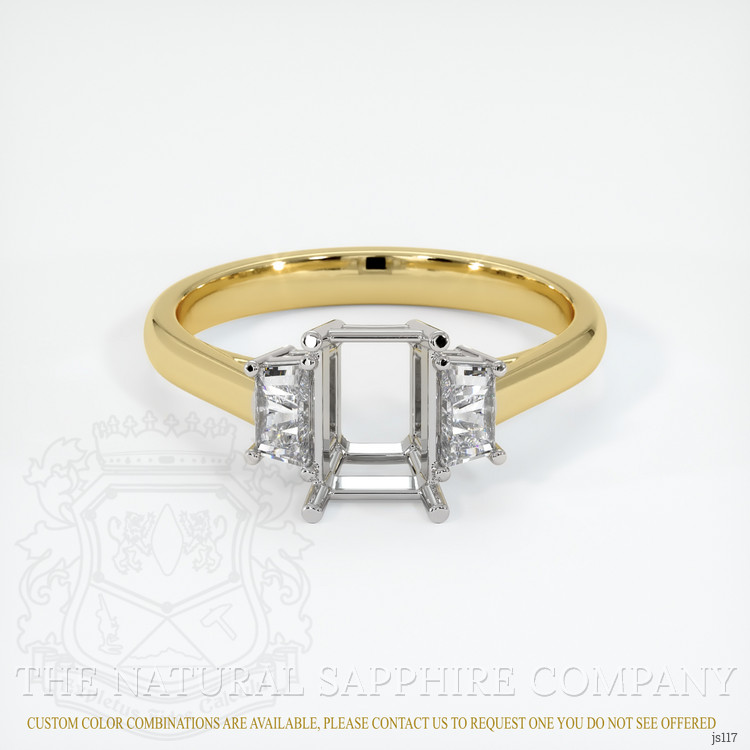 14K White & Yellow Three Stone Ring Setting