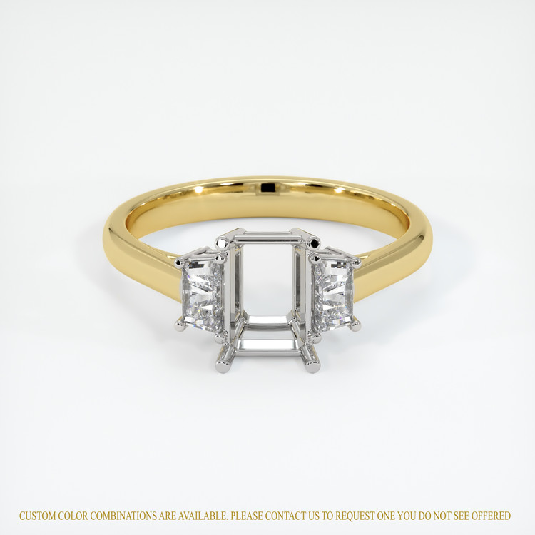 14K White & Yellow Three Stone Ring Setting