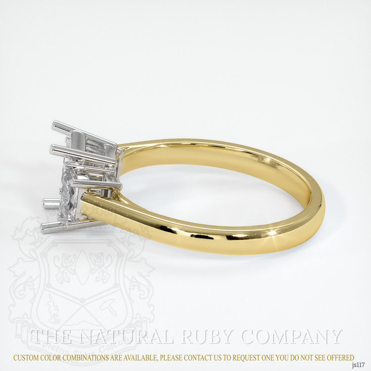 14K White & Yellow Three Stone Ring Setting