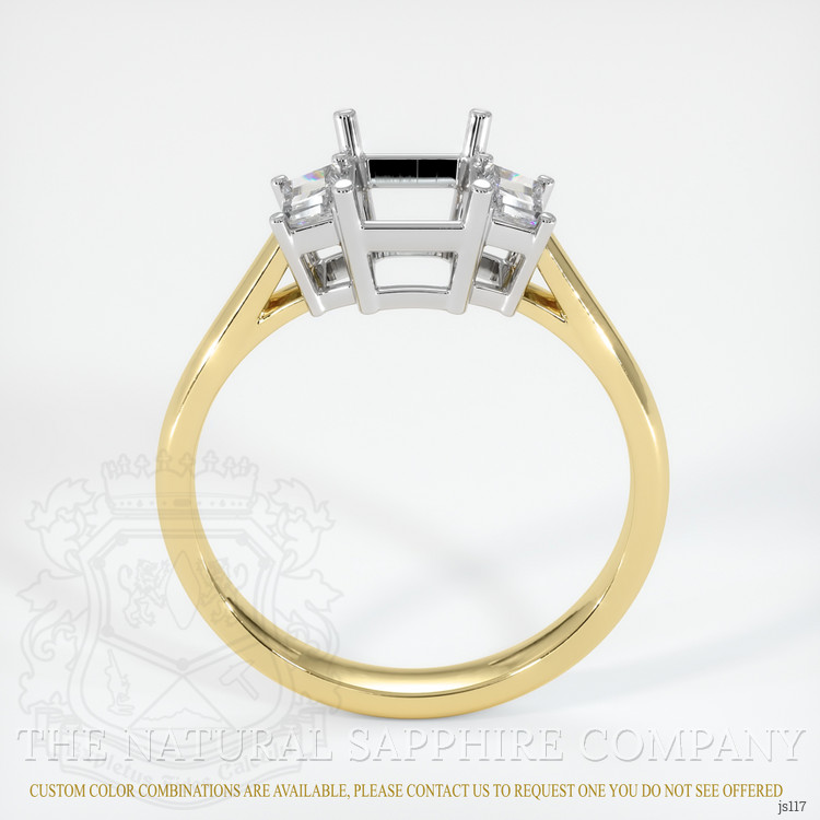 14K White & Yellow Three Stone Ring Setting