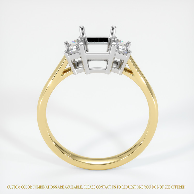 14K White & Yellow Three Stone Ring Setting