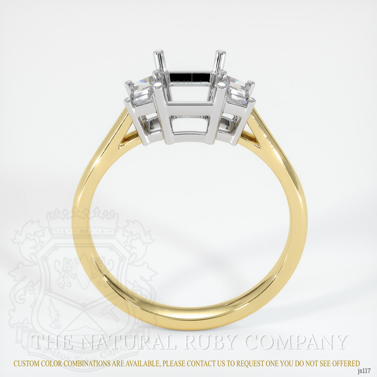 14K White & Yellow Three Stone Ring Setting