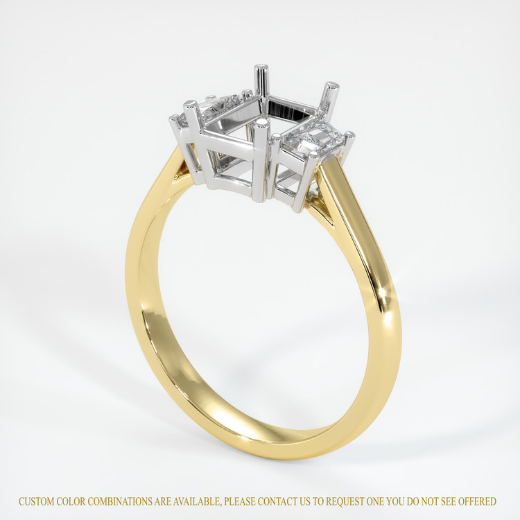 18K White & Yellow Three Stone Ring Setting