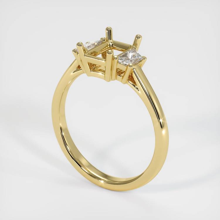 18K Yellow Gold Three Stone Ring Setting
