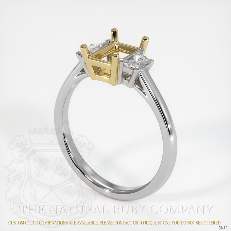 14K Yellow & White Three Stone Ring Setting