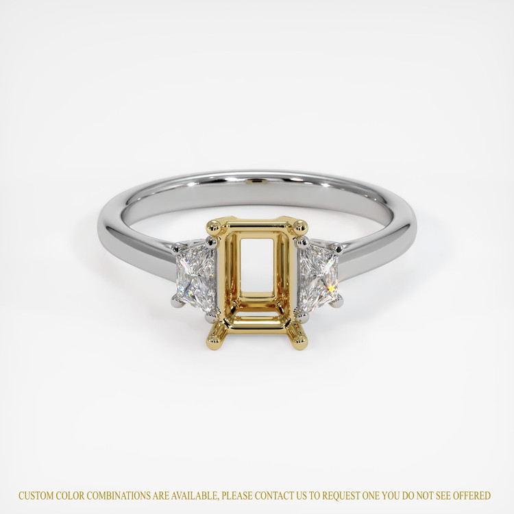 14K Yellow & White Three Stone Ring Setting