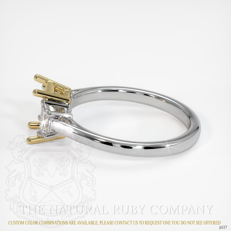 14K Yellow & White Three Stone Ring Setting