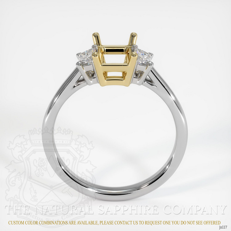 14K Yellow & White Three Stone Ring Setting