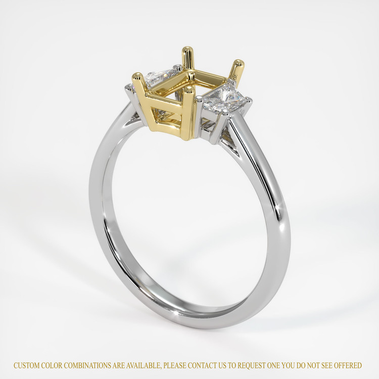 18K Yellow & White Three Stone Ring Setting