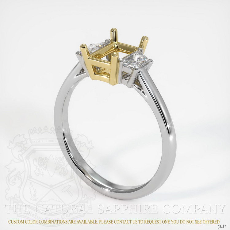 18K Yellow & White Three Stone Ring Setting