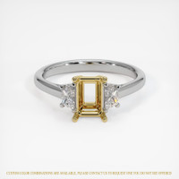 18K Yellow & White Three Stone Ring Setting Image