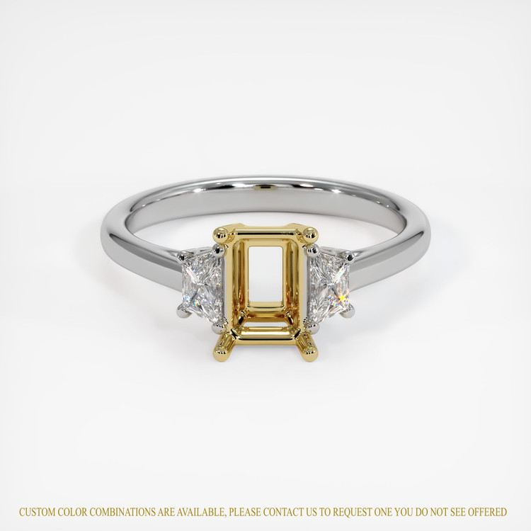 18K Yellow & White Three Stone Ring Setting