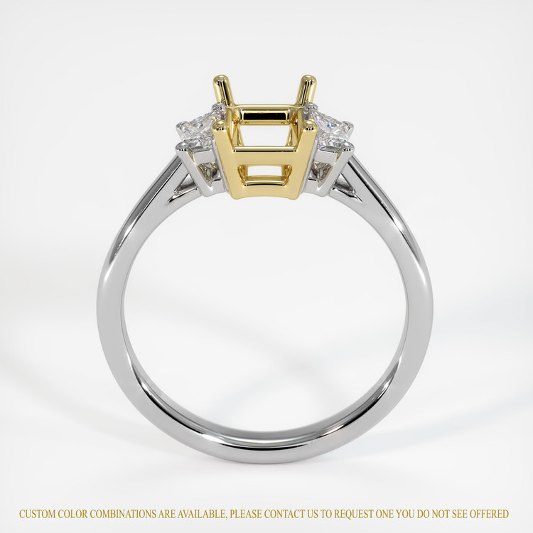 18K Yellow & White Three Stone Ring Setting