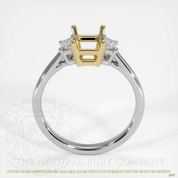 18K Yellow & White Three Stone Ring Setting