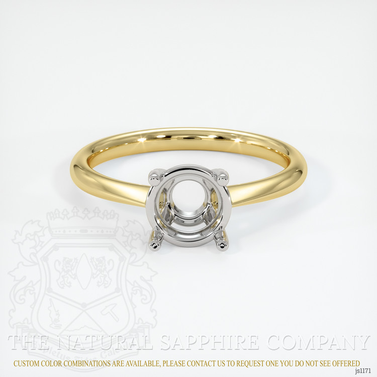 14K White & Yellow Solitaire Ring Setting