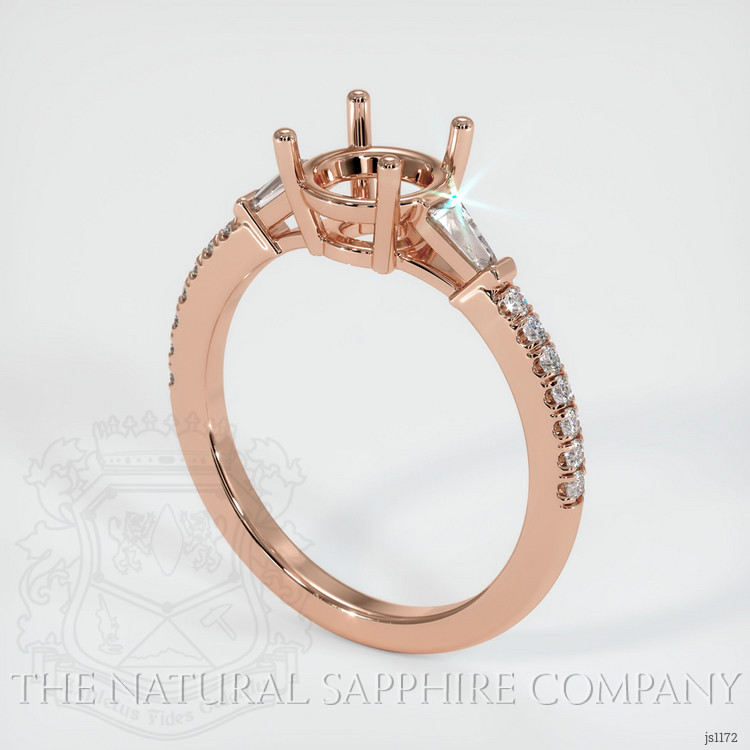 14K Rose Gold Three Stone Ring Setting