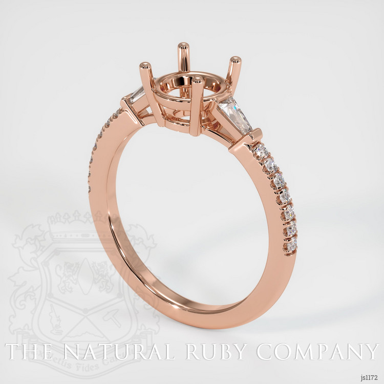 14K Rose Gold Three Stone Ring Setting