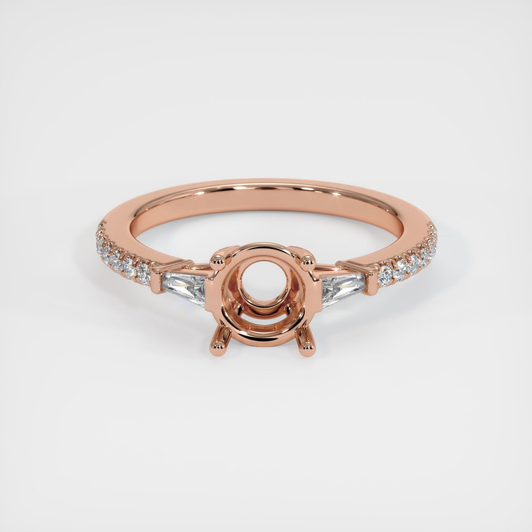 14K Rose Gold Three Stone Ring Setting