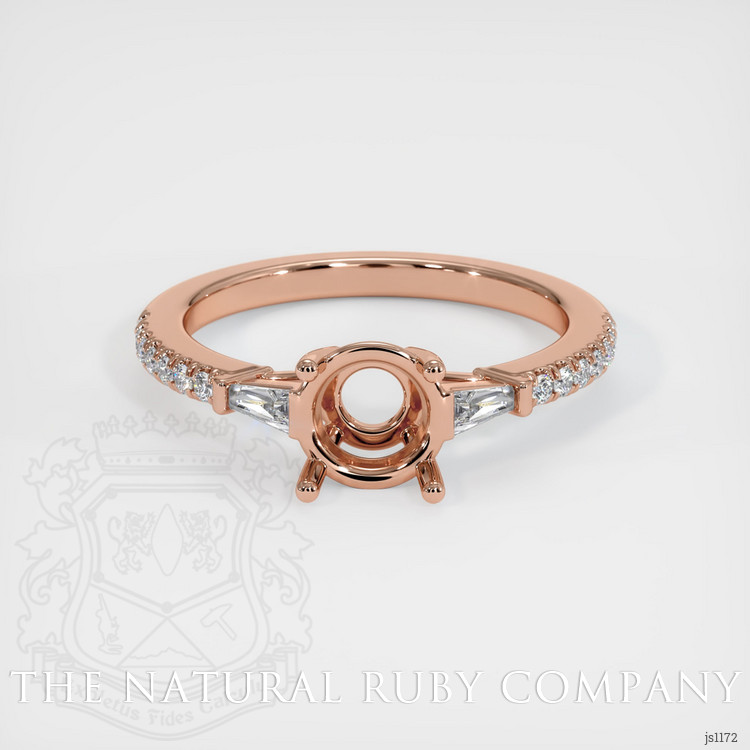 14K Rose Gold Three Stone Ring Setting